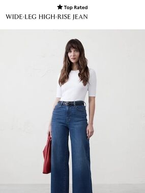 Banana Republic Wide-Leg High-Rise Jeans in Deep Blue